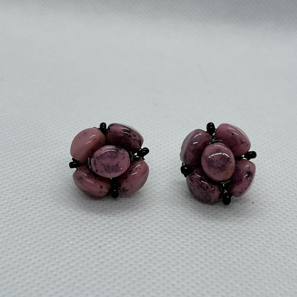 Miriam Haskell Earrings Vintage Rare Rhodonite
